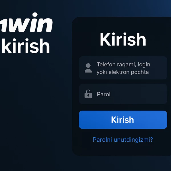 1Win kirish uchun telefon yoki email va parol kiritish oynasi